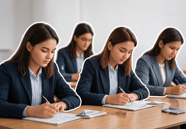 Students collaborating at a table